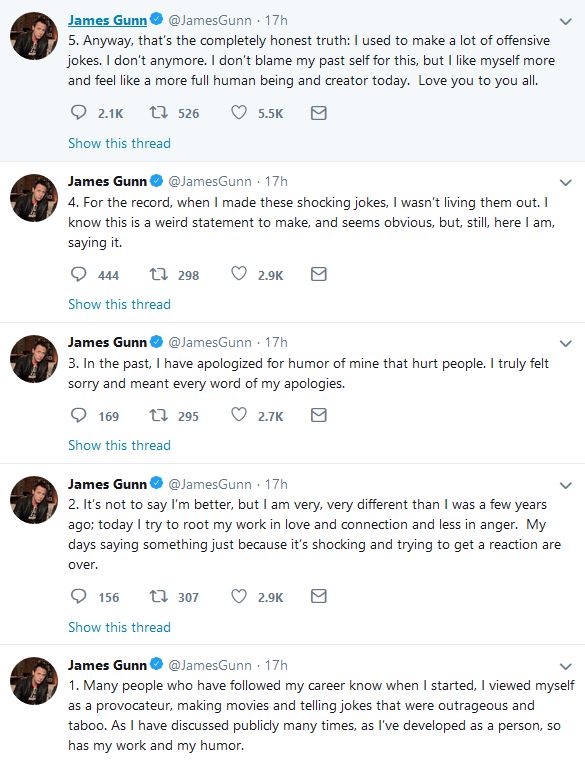 James Gunn Fired From Guardians Of The Galaxy Vol 3 Over Tweets Horrorgeeklife