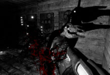 A pony monster being shot at in a dark room
