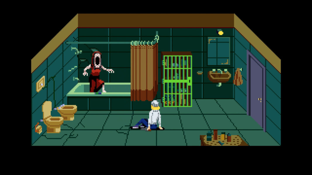A monster crawling out of a bathtub in Tenebris Somnia
