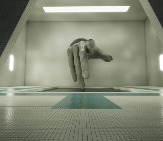 A mysterious hand jutting out of the wall in Liminalcore