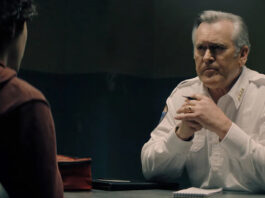 HYSTERIA Die Young Episode 102 Pictured l-r Emjay Anthony as Dylan Bruce Campbell as Chief Dandridge Photo by PEACOCK