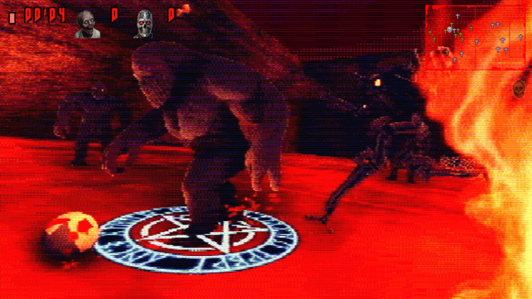A large monster kicking a soccer ball around in FEAR FA 98