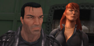 Frank Castle standing with Black Widow in an edited image of The Punisher