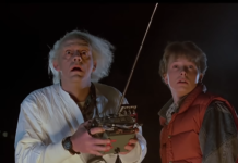 Back to the Future Starring Michael J. Fox as Marty McFly and Christopher Lloyd as Emmett Doc Brown