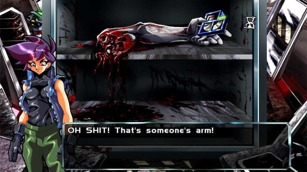 The protagonist discovering a severed arm in a cupboard in The White Chamber