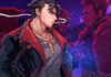 Angelo Morano smoking a cigarette while walking by civilians in Neon Inferno