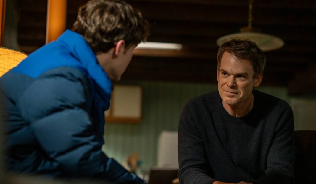 Jack Alcott as Harrison Morgan and Michael C. Hall as Dexter Morgan in Dexter Resurrection, episode 5, season 1