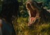 A T-Rex yawns in Jurassic World Rebirth