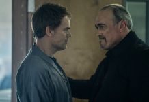 L-R Michael C. Hall as Dexter Morgan and David Zayas as Angel Batista in Dexter Resurrection, episode 1, season 1, streaming on Paramount+ with SHOWTIME, 2025