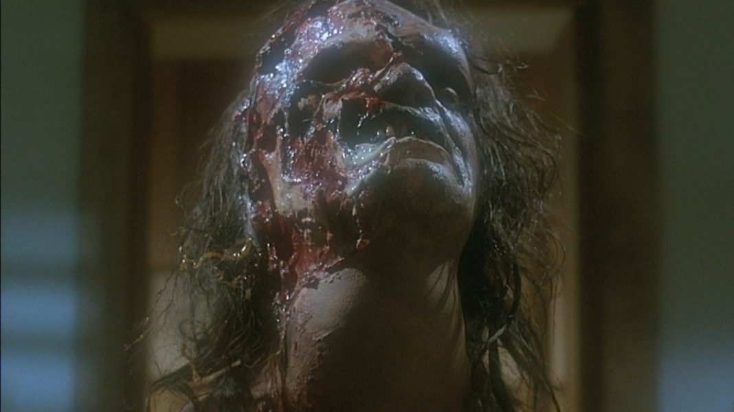A werewolf transforming in The Howling (1981)