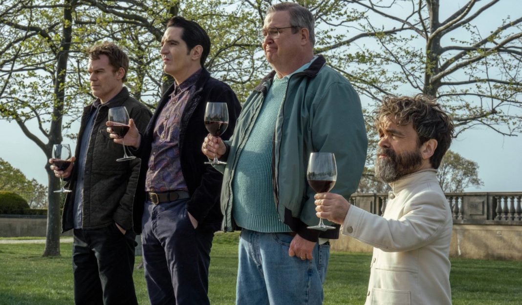 L-R Michael C. Hall as Dexter Morgan, David Dastmalchian as Gareth, Eric Stonestreet as Al and Peter Dinklage as Leon Prater in Dexter Resurrection, episode 7, season 1 L-R Michael C. Hall as Dexter Morgan, David Dastmalchian as Gareth, Eric Stonestreet as Al and Peter Dinklage as Leon Prater in Dexter Resurrection, episode 7, season 1