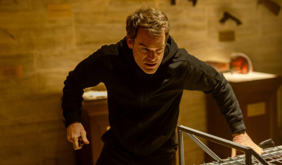 Dexter lunges forward as Angel is killed