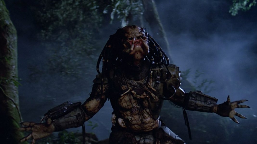 A Yautja screaming in Predator (1987)
