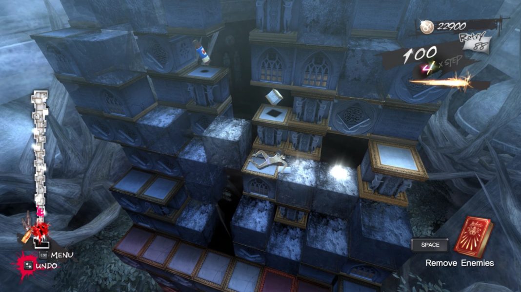 Vincent sliding across some blocks of ice in Catherine (2011)