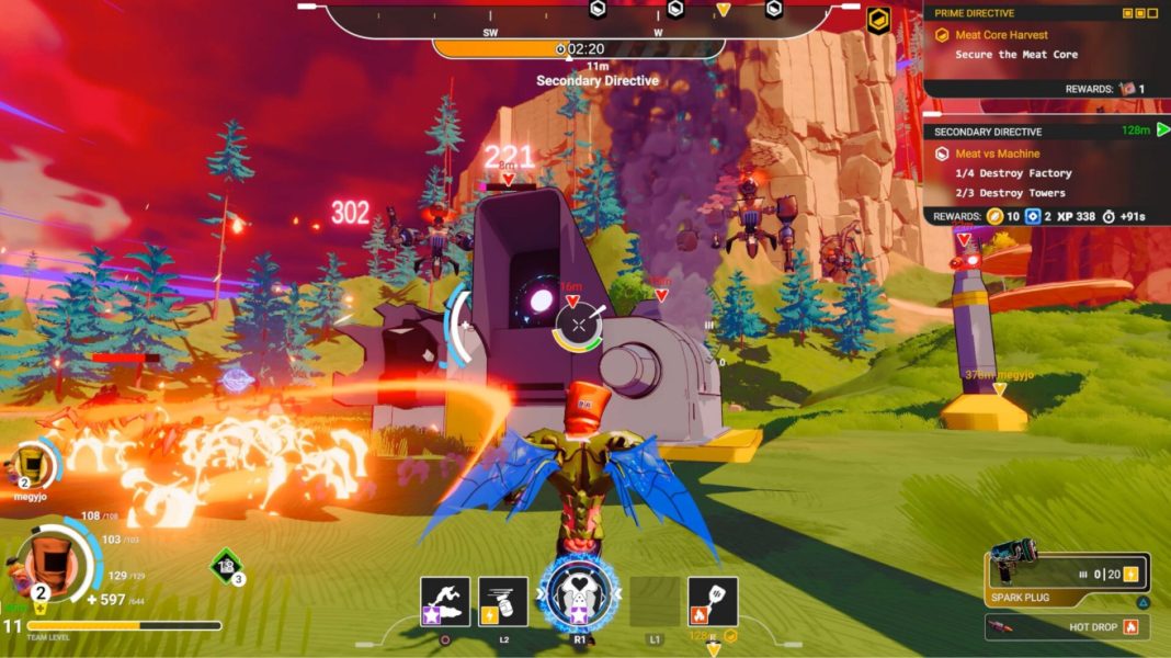 The player securing a meat core in SWAPMEAT