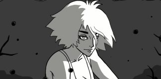Vikka staring at the camera in Broomstick Exorcist