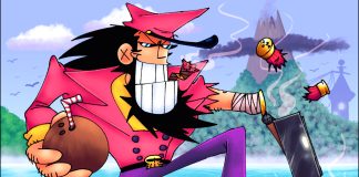 Wayne reloading his shotgun arm in Captain Wayne