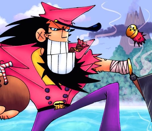 Wayne reloading his shotgun arm in Captain Wayne