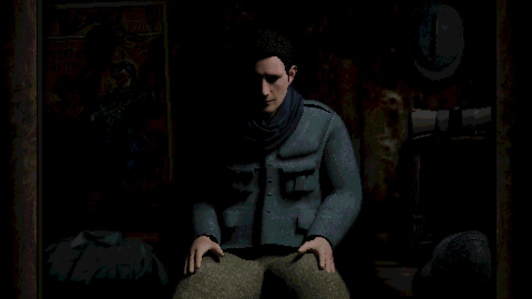 Andre solemnly looking down in his room in CONSCRIPT