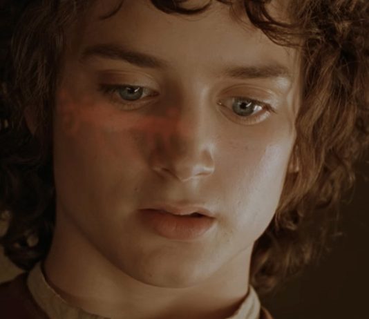 Frodo looks at the ring in The Lord of the Rings The Fellowship of the Ring