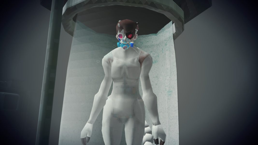 A pale figure submerged in a large tube in TUMOR NECROSIS FACTOR