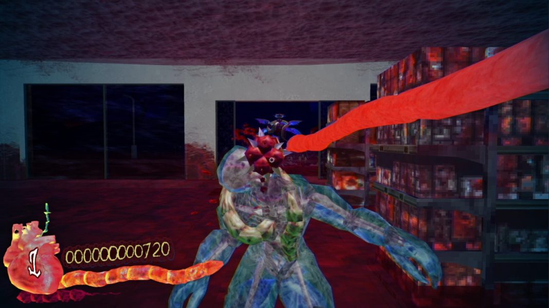 A translucent monster attacking the player in TUMOR NECROSIS FACTOR