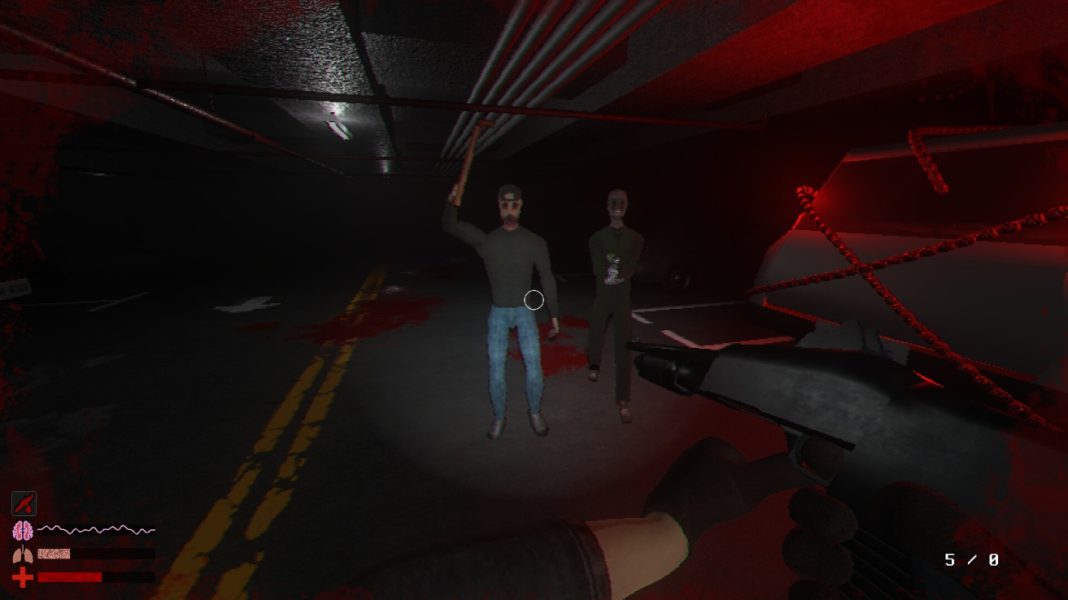 The player facing a pair of eyeless monsters in Hypnostasis