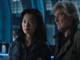 Joe Tippett, Mari Yamamoto and Kurt Russell talk in a lab in Monarch Legacy of Monsters Season 2, Ep. 2 'Resonance'
