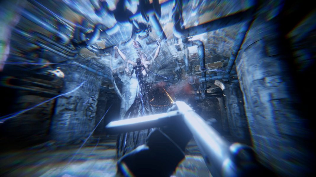 The player facing off against a floating monster in Total Chaos