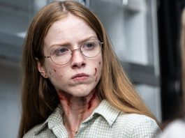 A bloody Sophia (Julia Doyle) looks angry in FROM Season 4, Episode 1