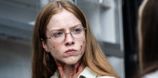 A bloody Sophia (Julia Doyle) looks angry in FROM Season 4, Episode 1