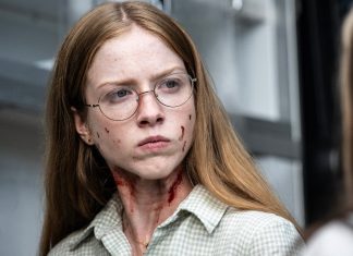 A bloody Sophia (Julia Doyle) looks angry in FROM Season 4, Episode 1