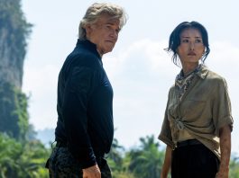 Older Lee Shaw and Dr. Keiko Randa venture to a volcanic mountaintop in Monarch Legacy of Monsters Season 2 Episode 10