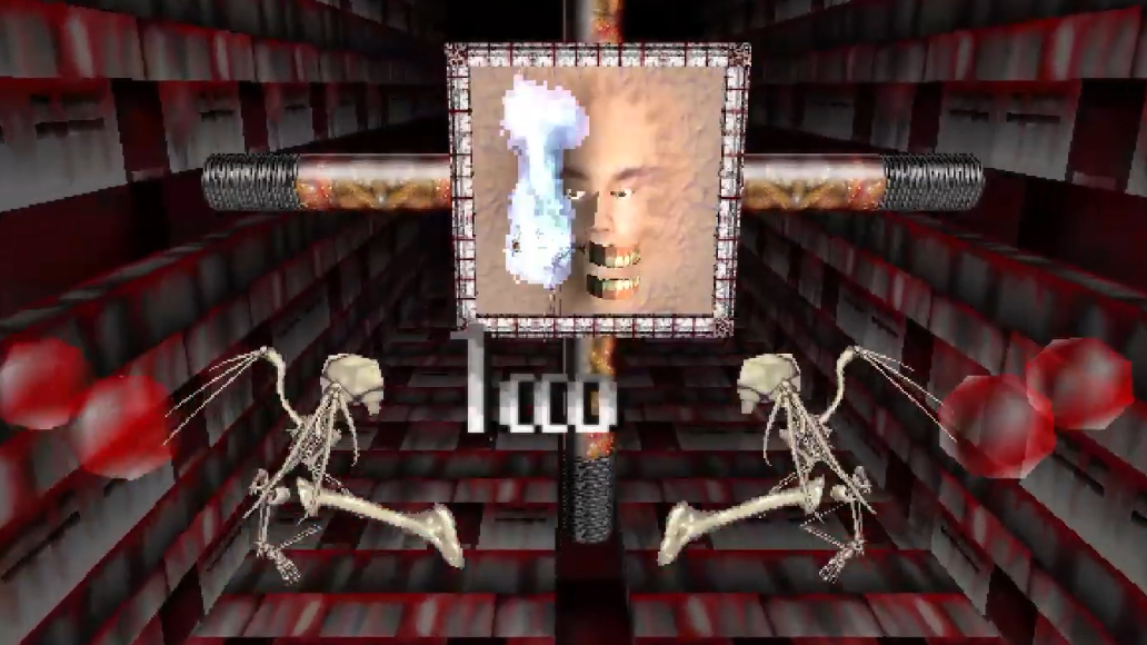 The player facing a grotesque fleshy box in PARANOIASCAPE