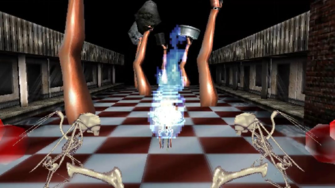 The player navigating a hall of legs with their pinball in PARANOIASCAPE