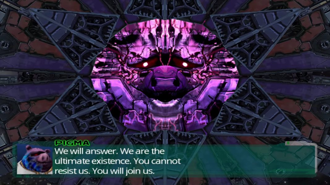 An infected Pigma facing down the Star Fox crew in Star Fox: Assault