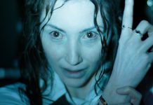 Fiona (Florence Ordesh) points up in Hokum