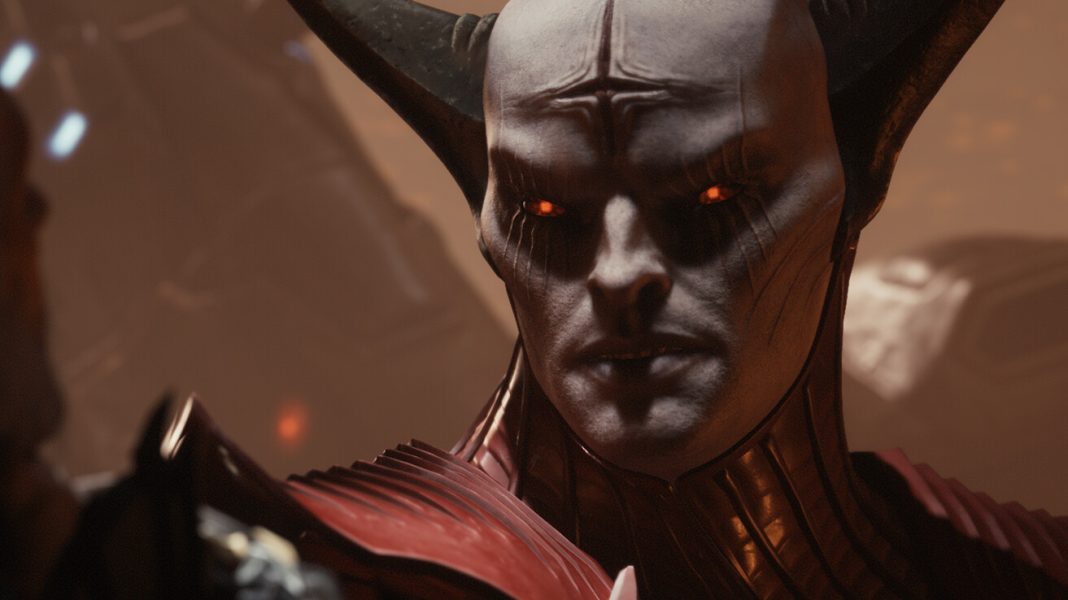 Ahzrak facing down the Doom Slayer in DOOM The Dark Ages