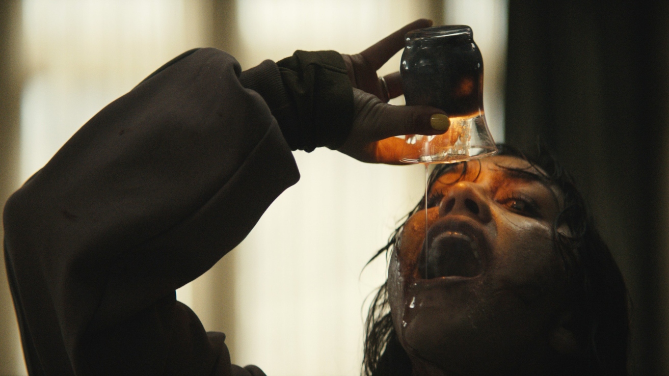 Theya drinking wax in Evil Dead Burn