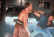 Jean-Claude Van Damme punches a man wearing a kilt in Lionheart