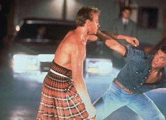 Jean-Claude Van Damme punches a man wearing a kilt in Lionheart