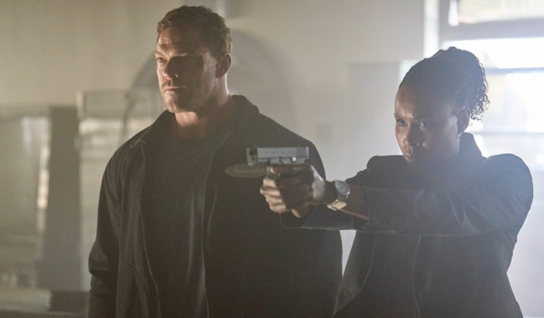 Alan Ritchson as Reacher, Sydelle Noel as Tamara Green in Reacher Season 4 Alan Ritchson as Reacher, Sydelle Noel as Tamara Green in Reacher Season 4