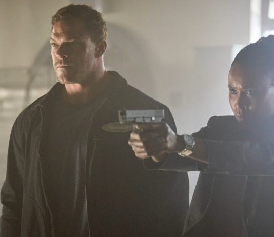 Alan Ritchson as Reacher, Sydelle Noel as Tamara Green in Reacher Season 4