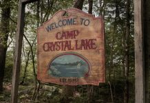 Camp Crystal Lake sign in Crystal Lake