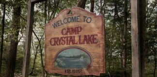 Camp Crystal Lake sign in Crystal Lake