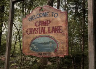 Camp Crystal Lake sign in Crystal Lake