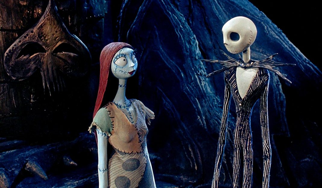 Sally and Jack look lovingly at each other in A Nightmare Before Christmas Sally and Jack look lovingly at each other in A Nightmare Before Christmas