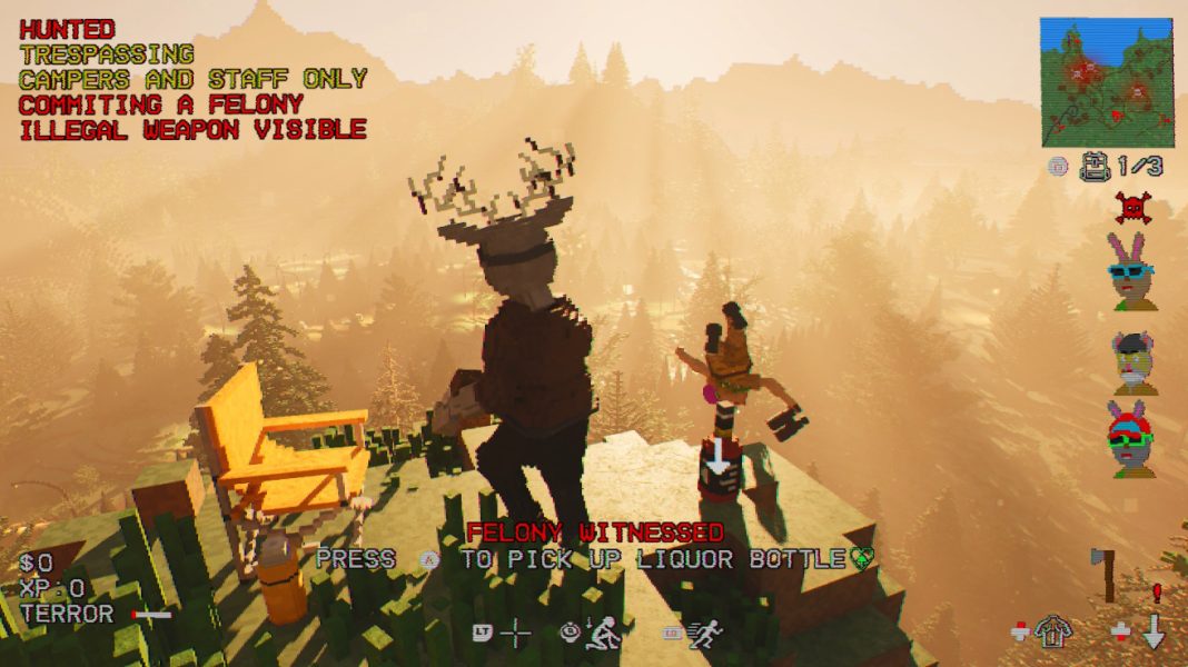 The player kicking a counselor off a cliff in Gone Feral